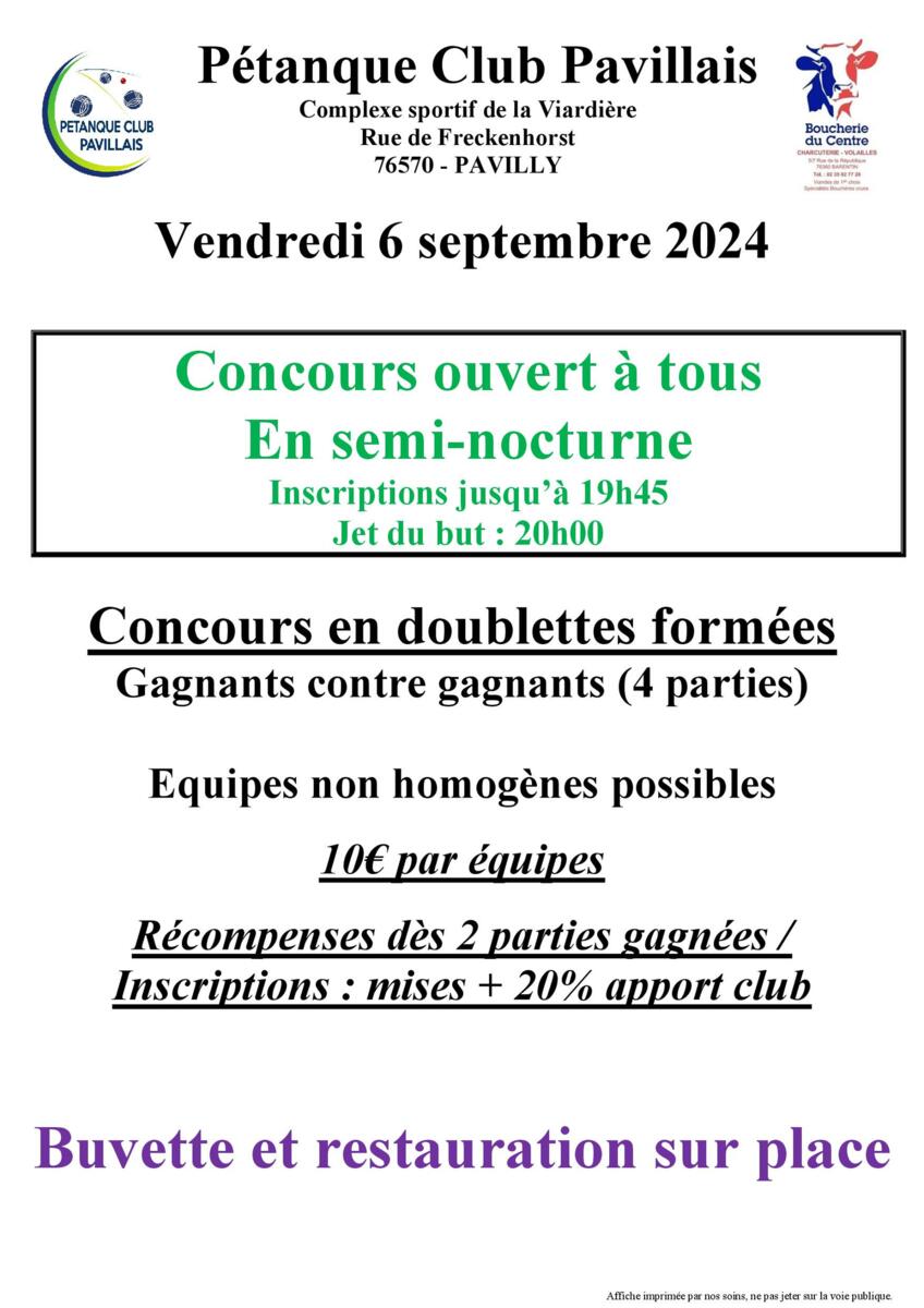 Ouvert à tous Pétanque Club Pavillais 06 septembre