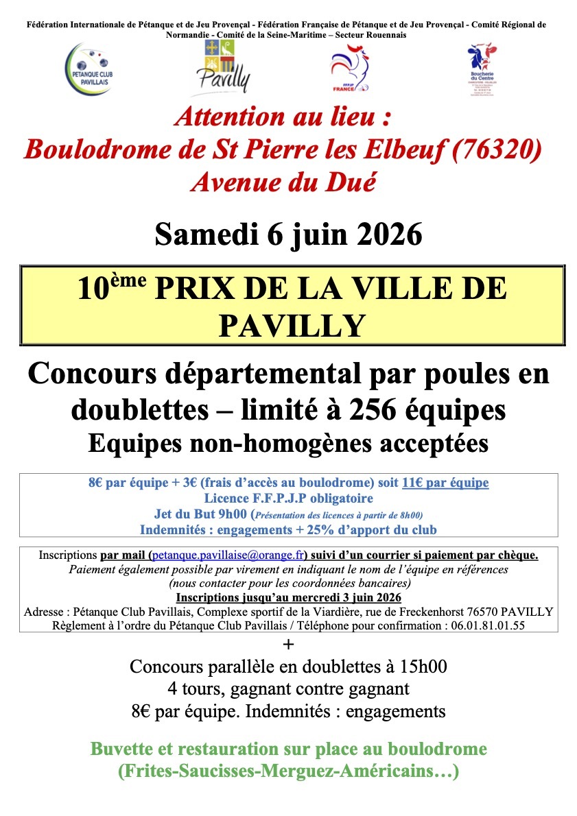Prix de la ville de Pavilly en doublettes le 6 juin