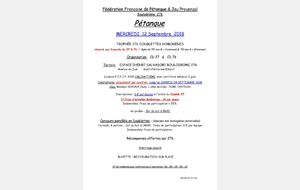 TROPHEE LIGUE DOUBLETTE + 55 ANS BOULODROME