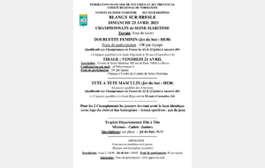 Championnat tête à tête masculin + doub feminin + trophée tête à tête jeunes