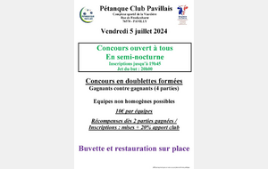 Ouvert à tous Pétanque Club Pavillais 05 juillet